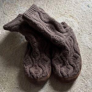 L.L. Bean Chocolate Knit Slipper Socks